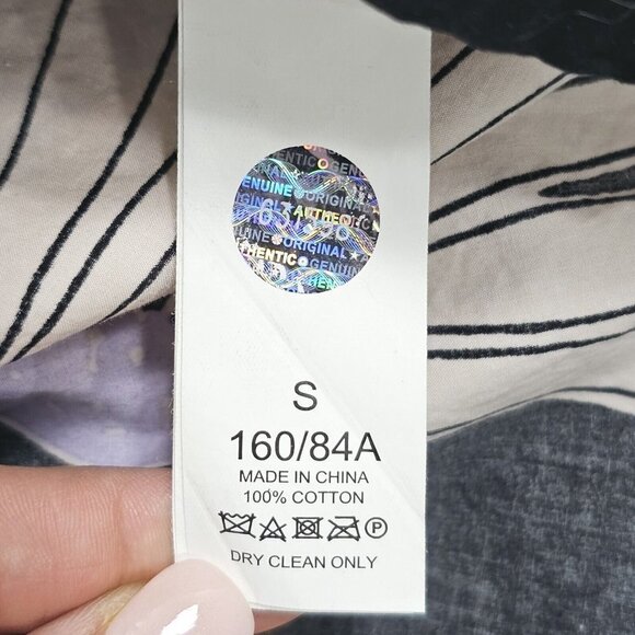 Kate Spade Falling Flower Dress Womens Small Black Cream Bloomcore Beachy Cotton - Picture 8 of 12